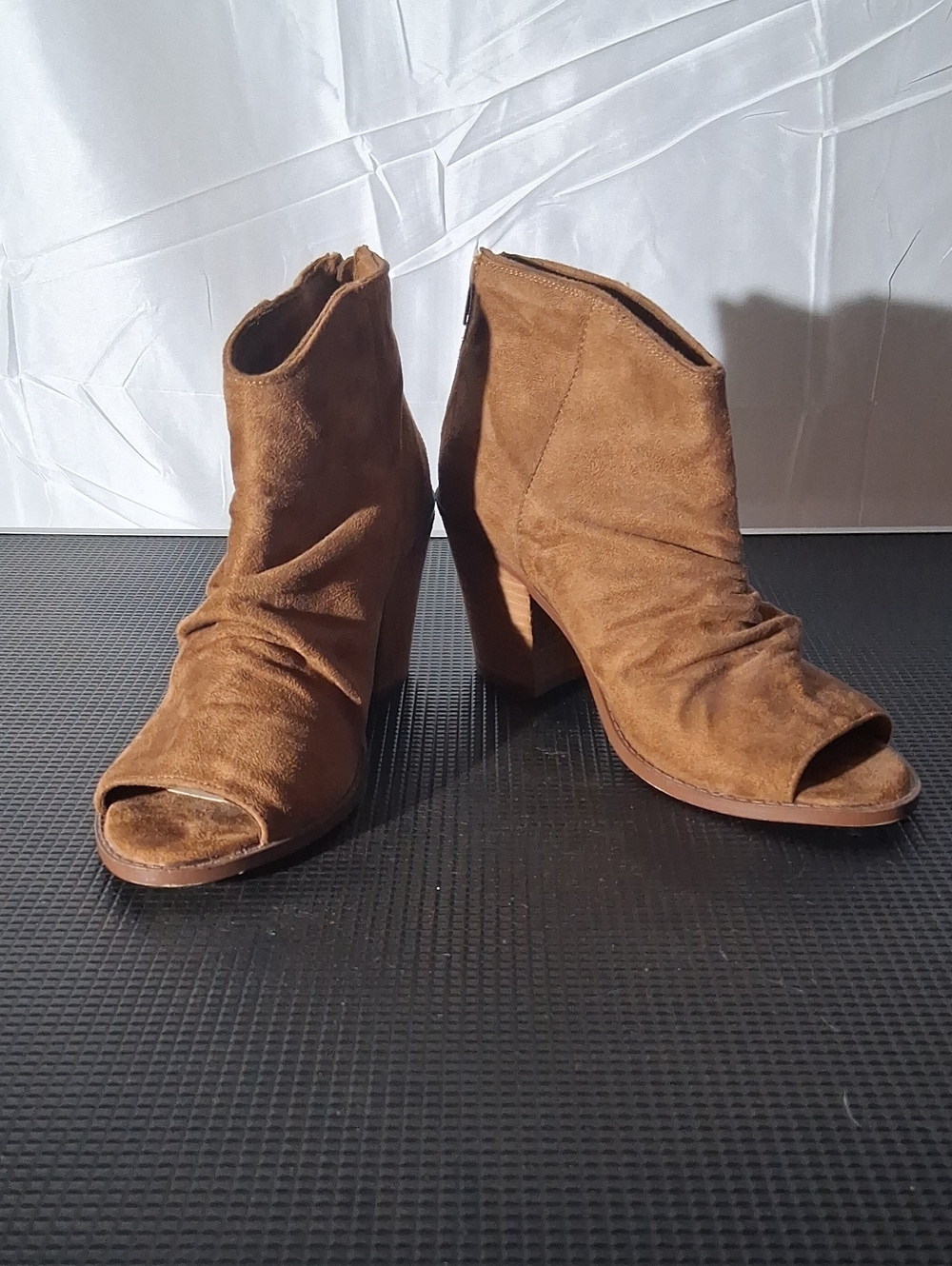 Women’s Brown Suede Open-Toe Ankle Boots